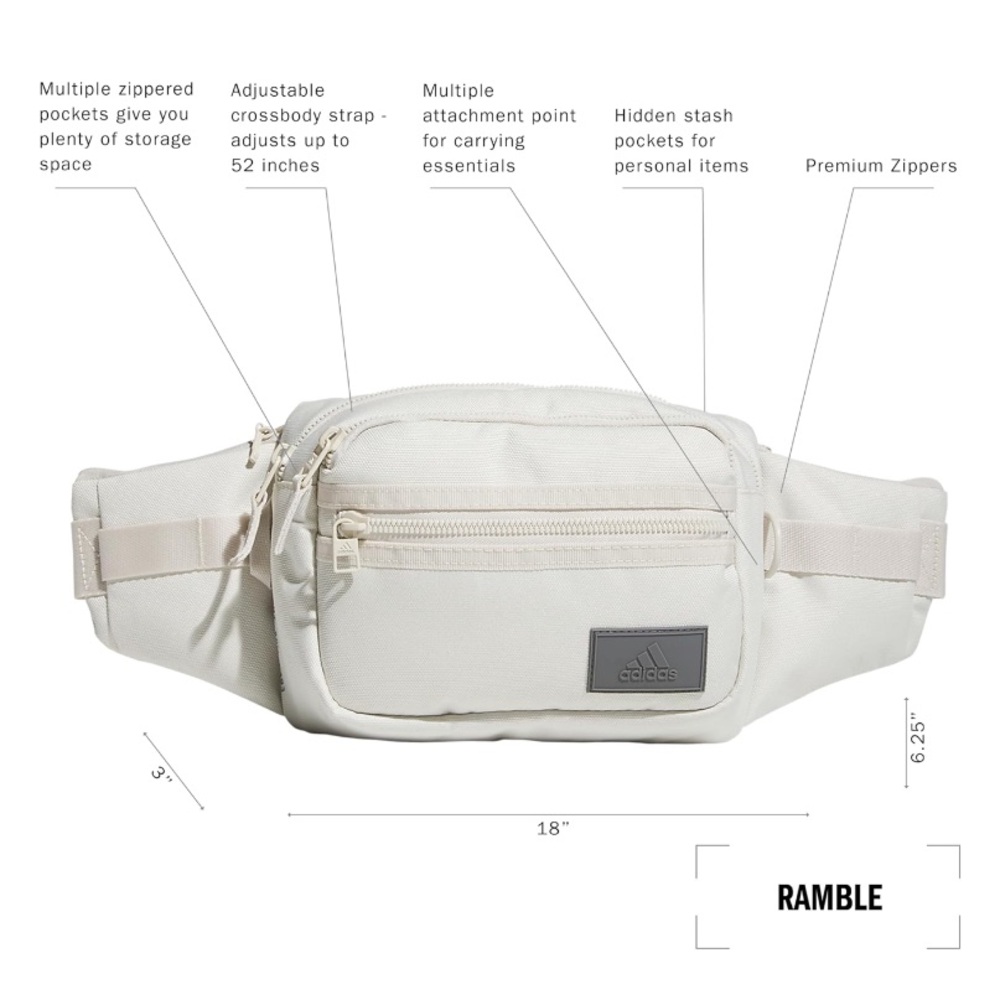 Adidas Ramble Beige Belt Bag - Picture 2 of 16